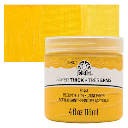 FolkArt Super Thick Acrylic Paint - Medium Yellow, 4 oz jar and swatch