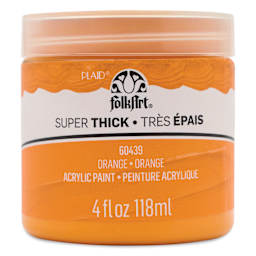 FolkArt Super Thick Acrylic Paint - Orange, 4 oz jar, front of jar