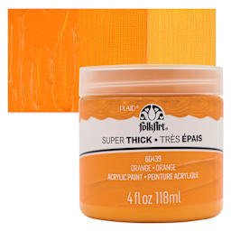 FolkArt Super Thick Acrylic Paint - Orange, 4 oz jar and swatch