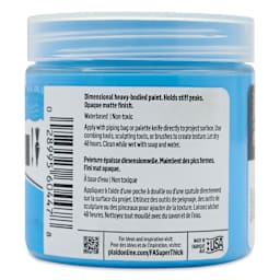 FolkArt Super Thick Acrylic Paint - Medium Blue, 4 oz jar, back of jar