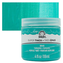 FolkArt Super Thick Acrylic Paint - Turquoise, 4 oz jar and swatch