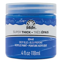 FolkArt Super Thick Acrylic Paint - Deep Blue, 4 oz jar, front of jar