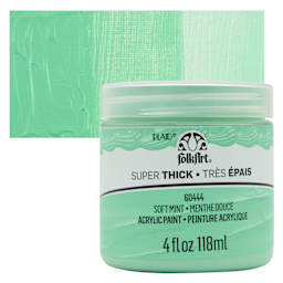 FolkArt Super Thick Acrylic Paint - Soft Mint, 4 oz jar and swatch