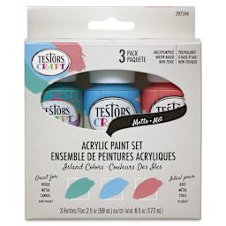 Testors Craft Acrylic Paint - Set of 3, Island Colors front of package