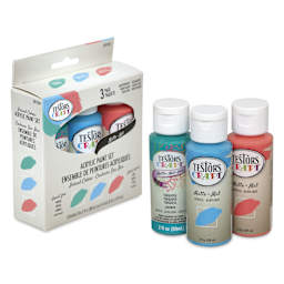 Testors Craft Acrylic Paint - Set of 3, Island Colors, 2 oz Bottles and package