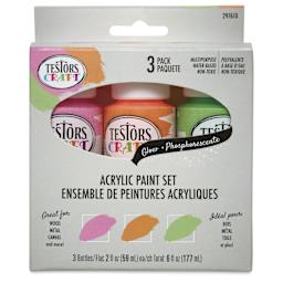 Testors Craft Acrylic Paint - Set of 3, Glow Colors front of package
