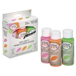 Testors Craft Acrylic Paint - Set of 3, Glow Colors, 2 oz Bottles and package