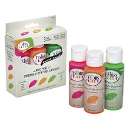 Testors Craft Acrylic Paint - Set of 3, Fluorescent Colors, 2 oz Bottles and package