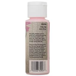 Testors Craft Acrylic Paint - Petal Pink, back of a 2 oz Bottle