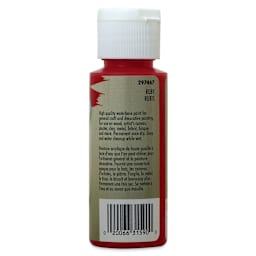 Testors Craft Acrylic Paint - Ruby, back of a 2 oz Bottle