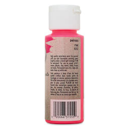 Testors Craft Acrylic Paint - Fluorescent Pink, back of a 2 oz Bottle 