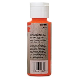 Testors Craft Acrylic Paint - Orange, back of a 2 oz Bottle