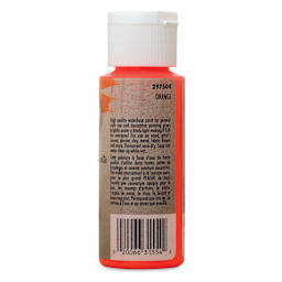 Testors Craft Acrylic Paint - Fluorescent Orange, back of a 2 oz Bottle