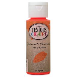 Testors Craft Acrylic Paint - Fluorescent Orange, 2 oz Bottle