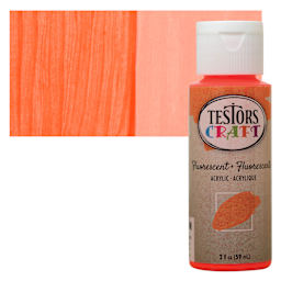 Testors Craft Acrylic Paint - Fluorescent Orange, 2 oz Bottle and swatch