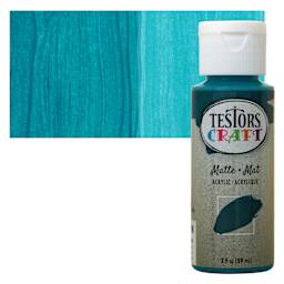 Testors Craft Acrylic Paint - Deep Sea, 2 oz Bottle and swatch