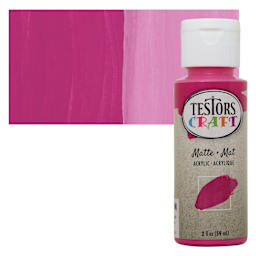 Testors Craft Acrylic Paint - Fuchsia, 2 oz Bottle and swatch