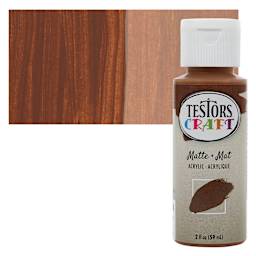 Testors Craft Acrylic Paint - Brownie, 2 oz Bottle and swatch