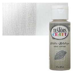 Testors Craft Acrylic Paint - Silver, 2 oz Bottle and swatch