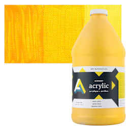 Art Alternatives Economy Acrylic - Warm Yellow, 1.9 L bottle and swatch