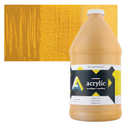 Art Alternatives Economy Acrylic - Yellow Ochre, 1.9 L bottle and swatch