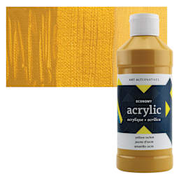 Art Alternatives Economy Acrylic - Yellow Ochre, 475 ml bottle and swatch