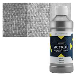 Art Alternatives Economy Acrylic - Silver, 475 ml bottle and swatch