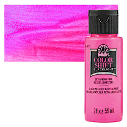 FolkArt Colorshift Blacklight Acrylic Paint - Pink, 2 oz bottle and swatch