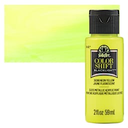 FolkArt Colorshift Blacklight Acrylic Paint - Yellow, 2 oz bottle and swatch