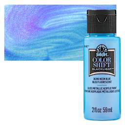 FolkArt Colorshift Blacklight Acrylic Paint - Blue, 2 oz bottle and swatch