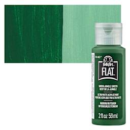 FolkArt Flat Ultra Matte Acrylic Paint - Jungle Green, 2 oz bottle and swatch