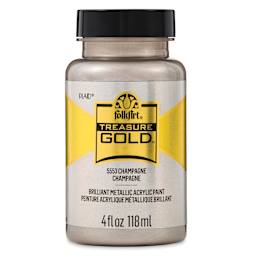 FolkArt Treasure Gold Acrylic Paint - Champagne, 4 oz Jar, front