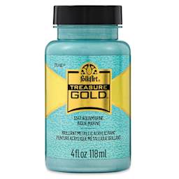FolkArt Treasure Gold Acrylic Paint - Aquamarine, 4 oz Jar, front