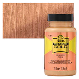 FolkArt Treasure Gold Acrylic Paint - Rose Gold, 4 oz Jar and swatch