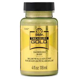 FolkArt Treasure Gold Acrylic Paint - Green Gold, 4 oz Jar, front