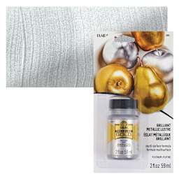 FolkArt Treasure Gold Acrylic Paint - Platinum, 2 oz Jar and swatch