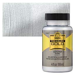 FolkArt Treasure Gold Acrylic Paint - Platinum, 4 oz Jar and swatch