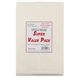 Paper Accents Super Value Cards and Envelopes - Front of package of 50pc Cream 4 1/4" x 5 1/2" cards