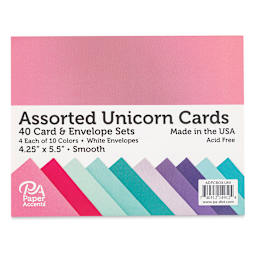 Paper Accents Folded Cards and Envelopes, Unicorn, 4-1/4" x 5-1/2", Front Of Package