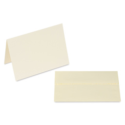 Strathmore Creative Cards and Envelopes - Full Size, Palm Beach White with Deckle Edge, Pkg of 6, single folded card and envelope