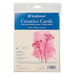 Strathmore Creative Cards and Envelopes - Full Size, Palm Beach White with Deckle Edge, Pkg of 6, front of the package