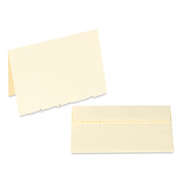 Full Size, Ivory with Deckle, Pkg of 6, single folded card and envelope
