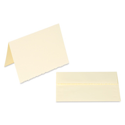 Announcement Size, Ivory with Deckle, Pkg of 6, single folded card and envelope