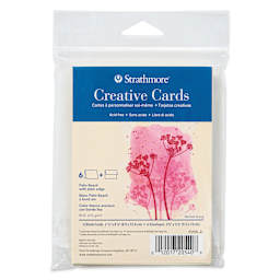 Strathmore Creative Cards and Envelopes - Announcement Size, Palm Beach White with Deckle Edge, Pkg of 6, front of package