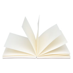 Pacific Arc Sketchbook - Kraft, 3.7" x 5.3", open, angled view