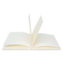 Pacific Arc Sketchbook - Kraft, 5.6" x 8.2", open, angled view