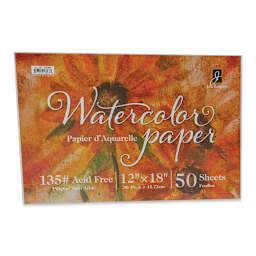Richeson Bulk Watercolor Paper - 12" x 18", 135 lb, Pkg of 50 Sheets