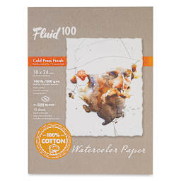 Fluid 100 Watercolor Paper Block - 18" x 24", Pkg of 15 Sheets, 140 lb, Cold Press