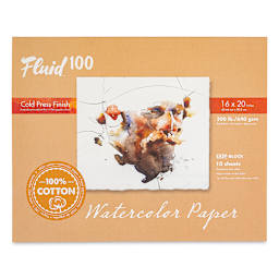 Fluid 100 Watercolor Paper Block - 16" x 20", Pkg of 10 Sheets, 300 lb, Cold Press