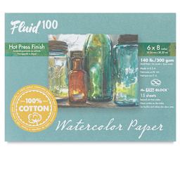 Fluid 100 Watercolor Paper Blocks - Front cover of 140 lb Hot Press Watercolor Block